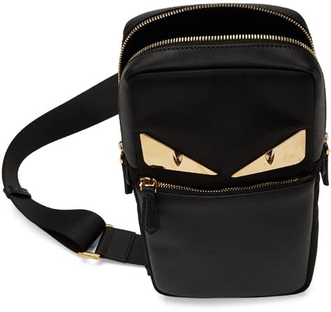 fendi black bag bugs one shoulder backpack|Fendi embossed leather shoulder bag.